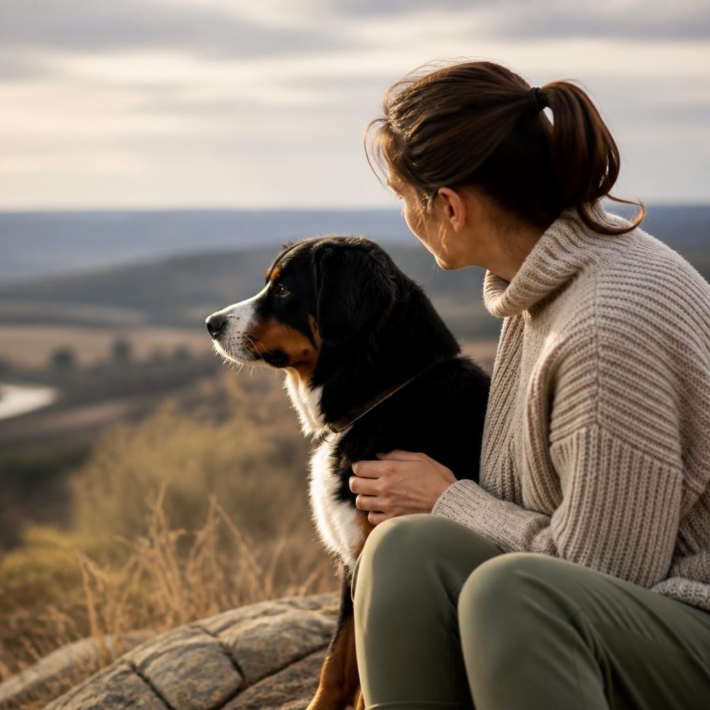 A person and their dog sharing a quiet moment of companionship and emotional support